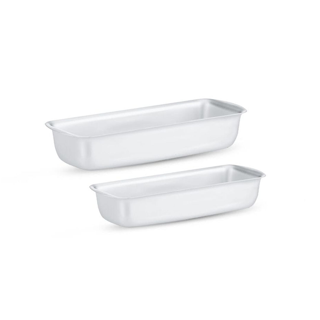 الزنوكي طقم كيك مستطيل - 2 قطعة - فضي