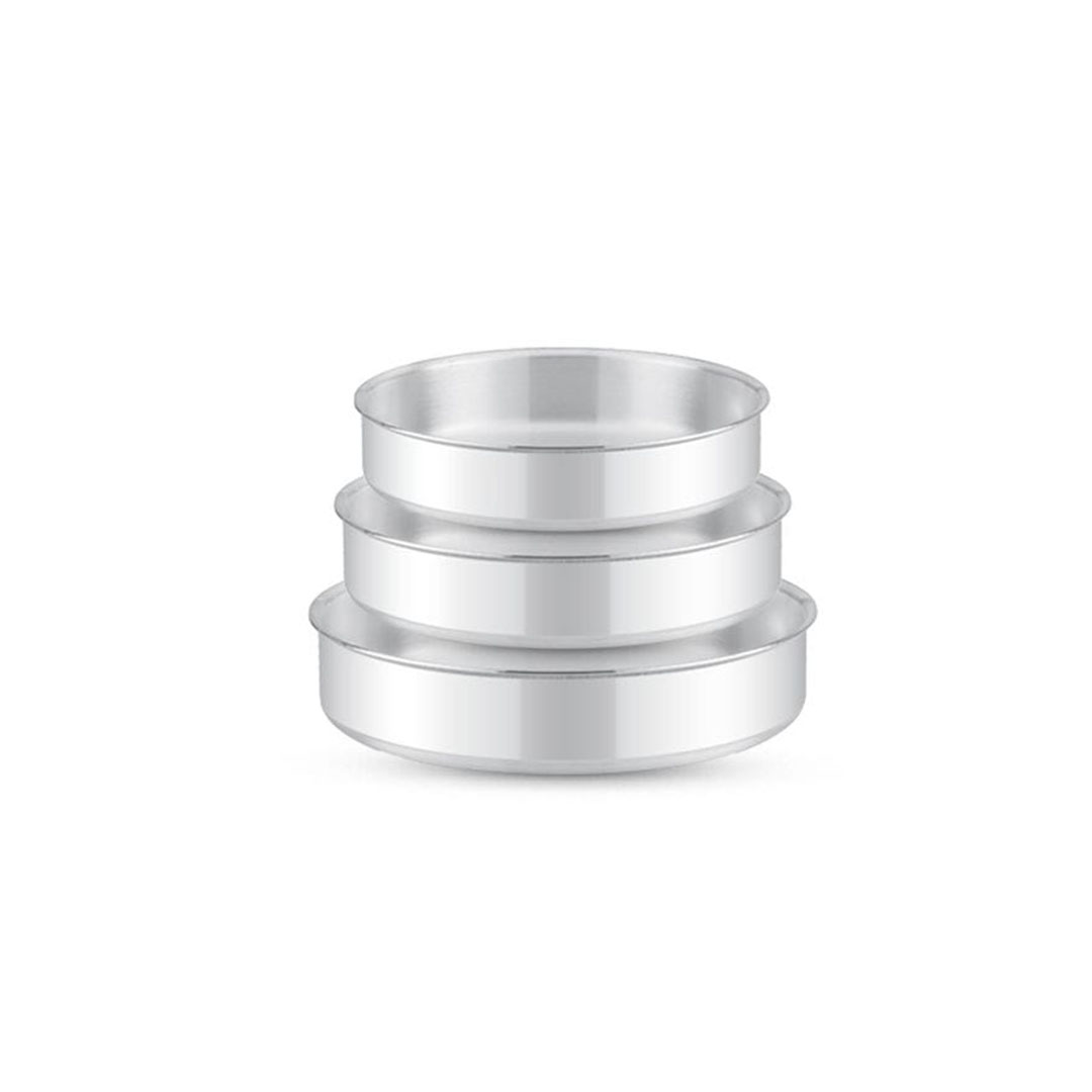 الزنوكي طقم صينيه كيك - 3 قطع - فضي