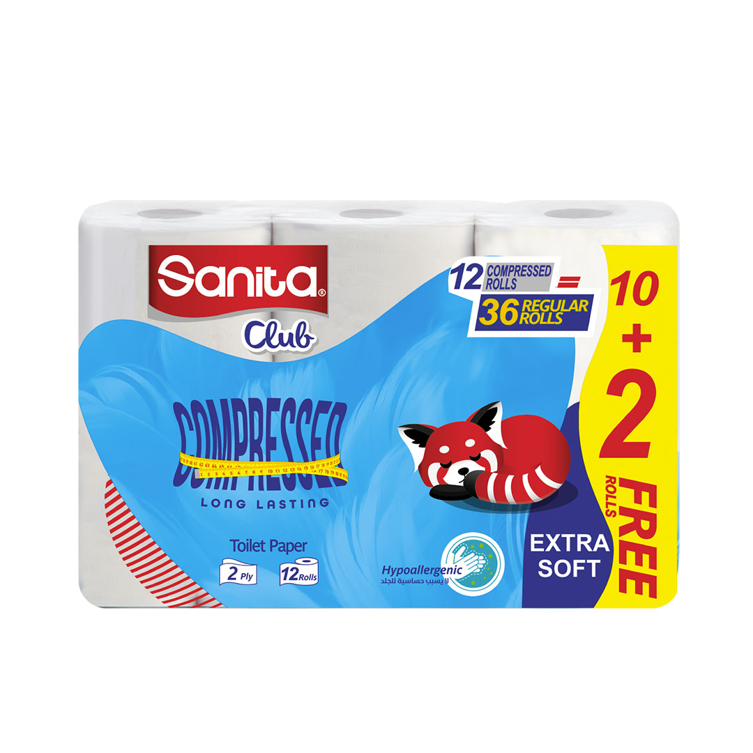 سانيتا كلوب ورق تواليت - 250 منديل - 10+2 ميجا رول