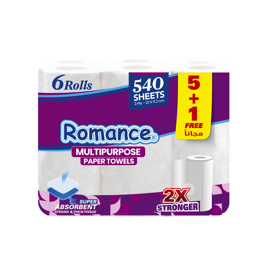 رومانس منشفة مطبخ - 90 منديل - 5+1 رول