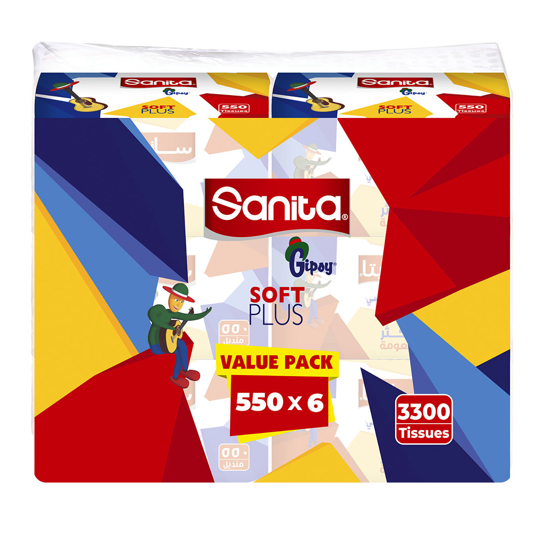 سانيتا جيبسي مناديل وجه - 550 منديل - 6 قطع