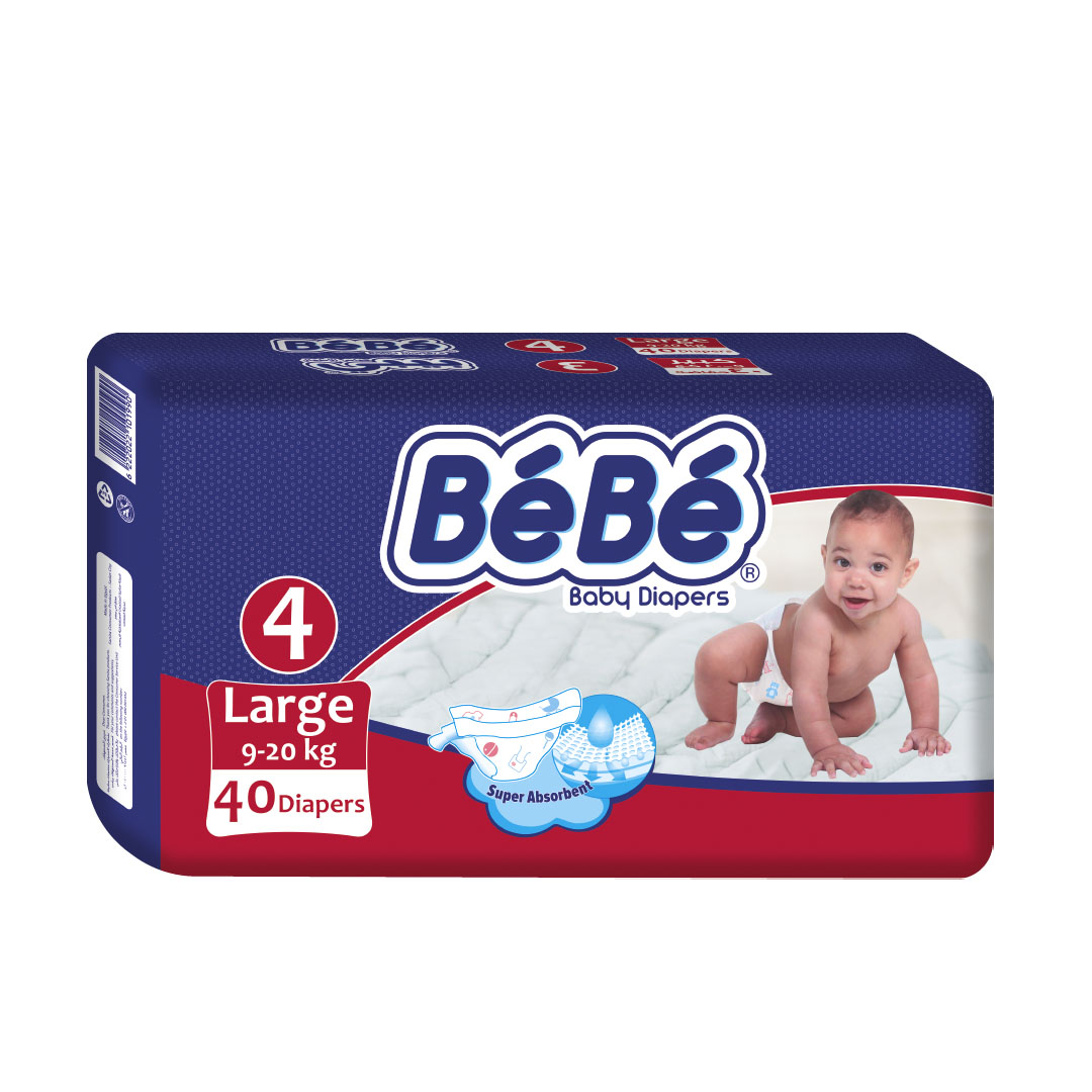 بيبي حفاضات أطفال كبير - مقاس 4 - 40 حفاضه