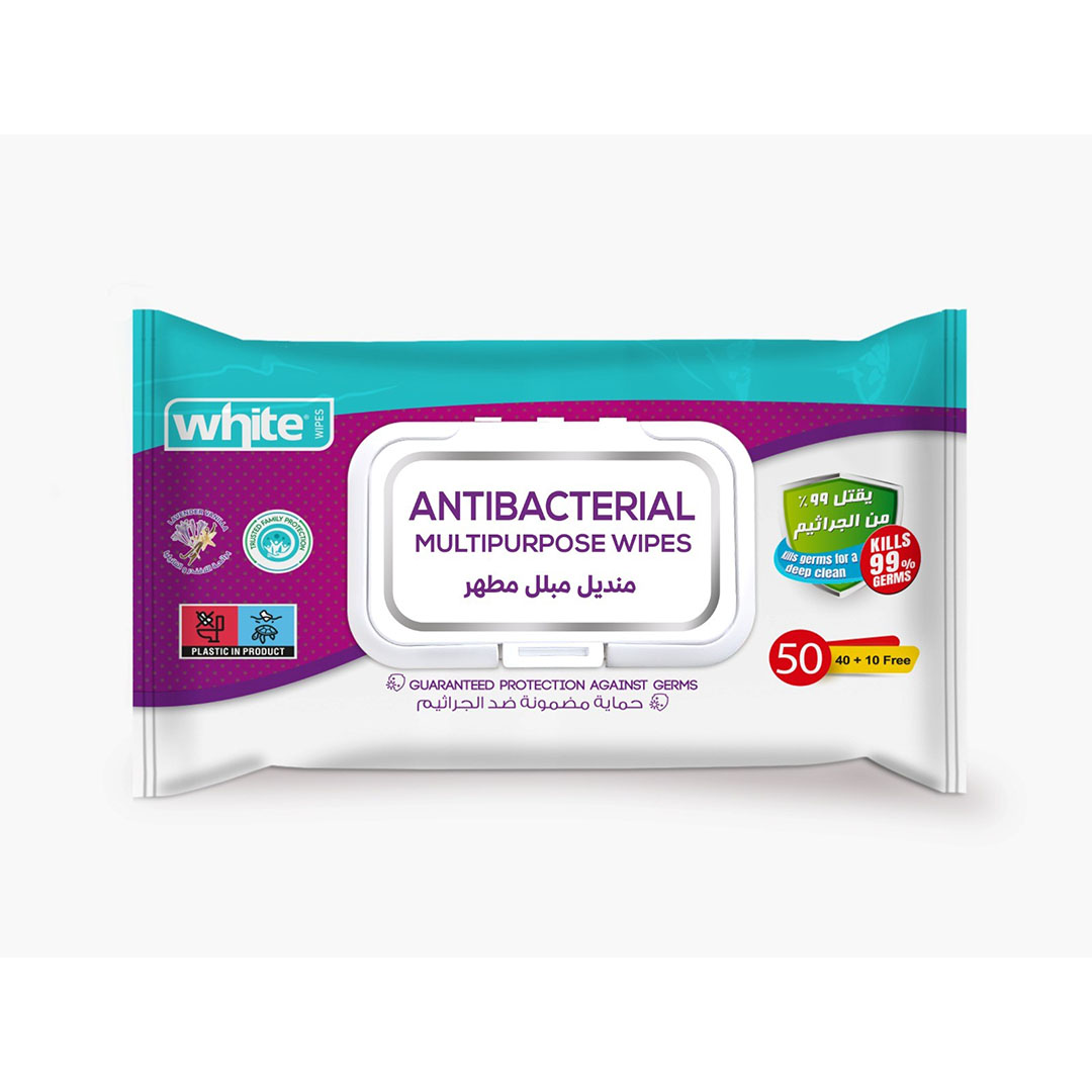 وايت مناديل مضادة للبكتيريا باللافندر والفانيليا - 50 منديل
