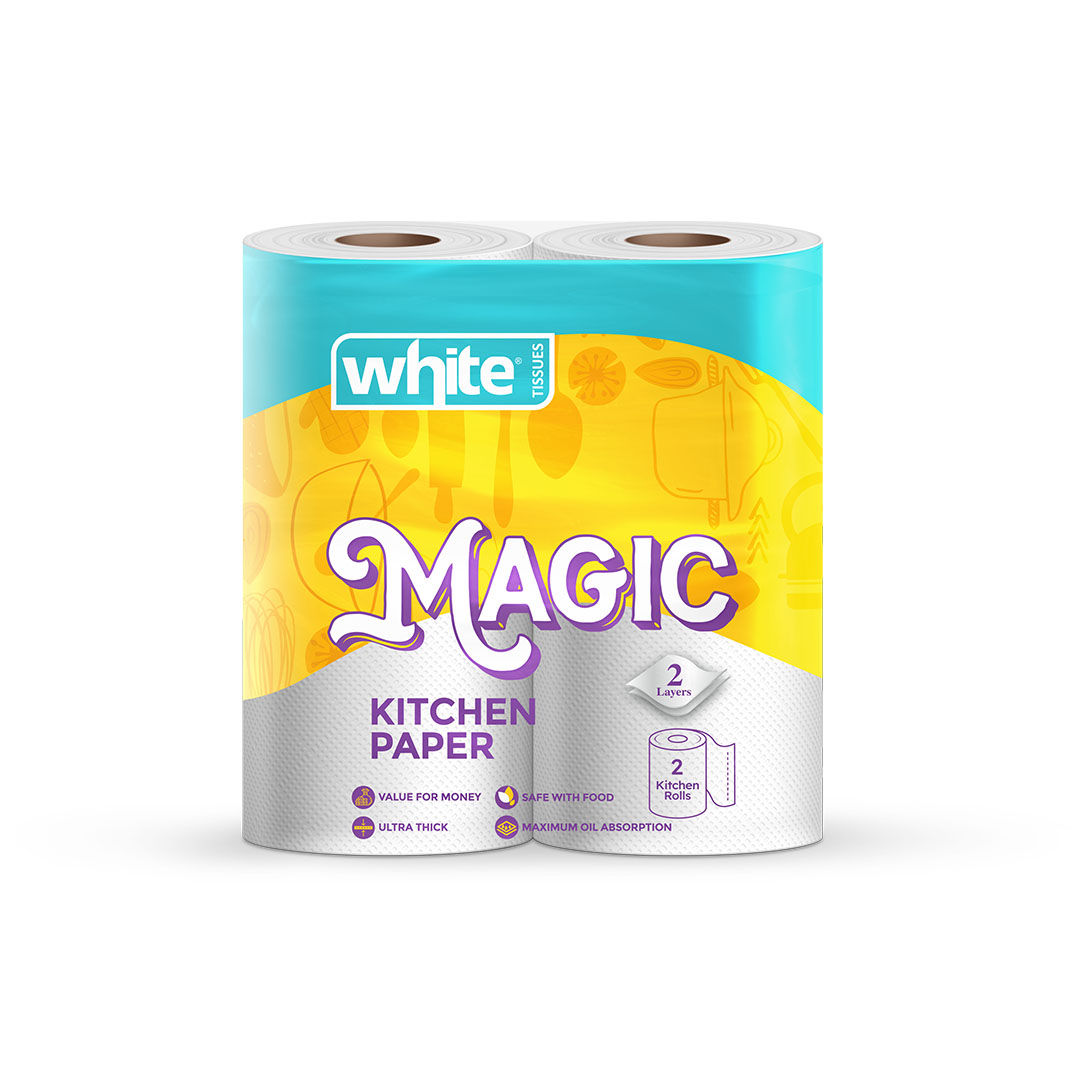 وايت مناديل مطبخ شيف ماجيك - 2 بكرة