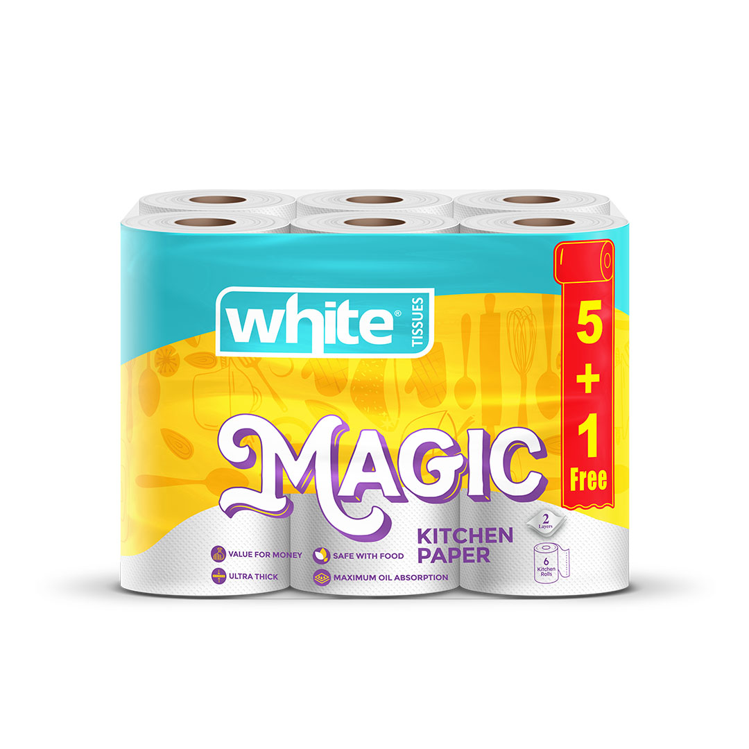 وايت مناديل مطبخ شيف ماجيك - 6 بكرة