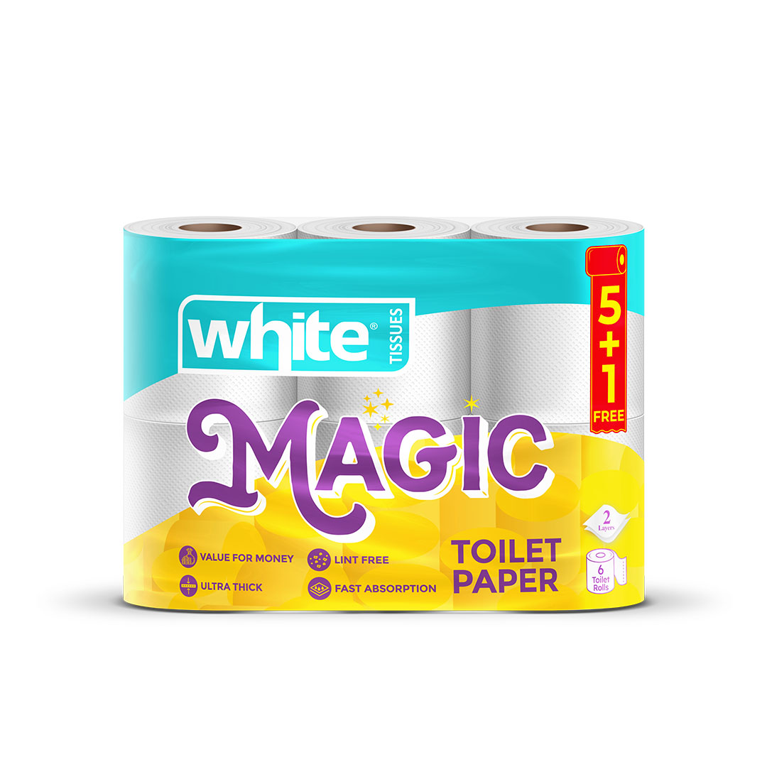 وايت ماجيك مناديل تواليت - 5+1 بكرة