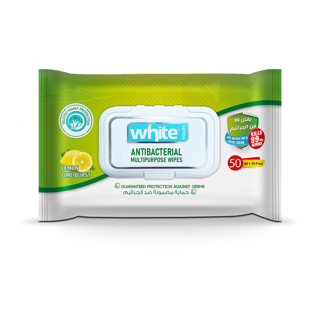 وايت مناديل مضادة للبكتيريا بالليمون - 50 منديل
