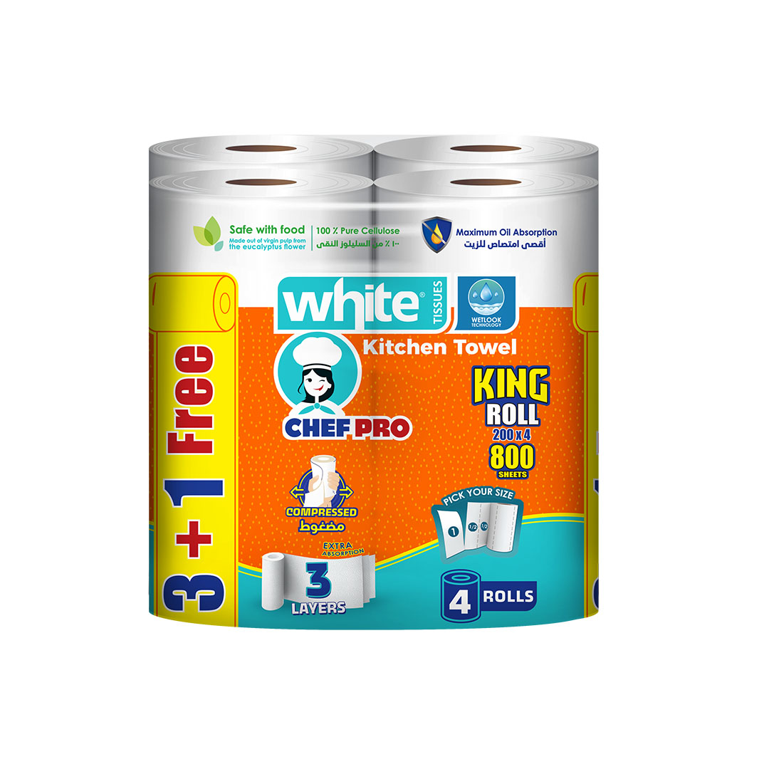 وايت مناديل مطبخ شيف برو - 4 بكرة