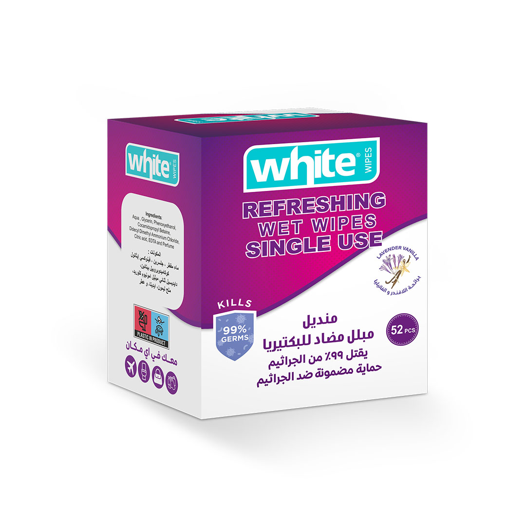 وايت مناديل جيب بيضاء برائحة اللافندر - علبة 52 قطعة