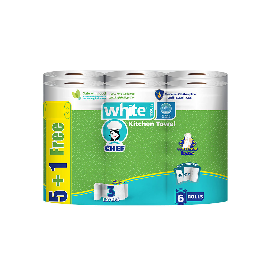 وايت مناديل مطبخ شيف - 6 بكرة