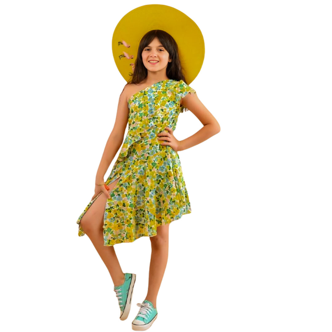 فستان بناتي حمالة واحدة - متعدد الألوان - 42253