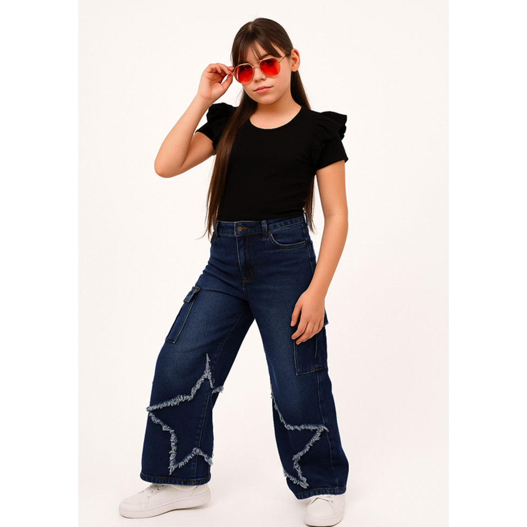 توب نصف كم بناتي - أسود - 42711