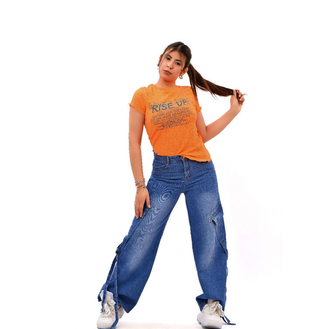 بنطلون كارجو بناتي - أزرق - 42937