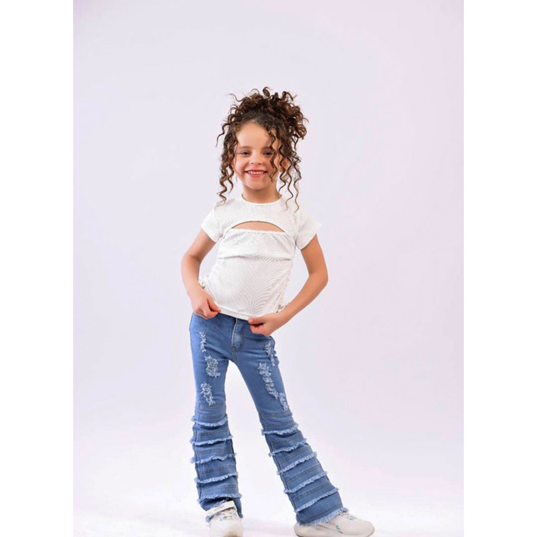 بنطلون جينز بناتي - أزرق - 43905