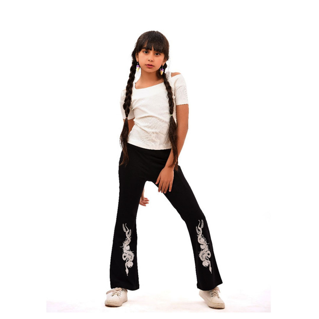 بنطلون قطن بناتي - أسود - 43917