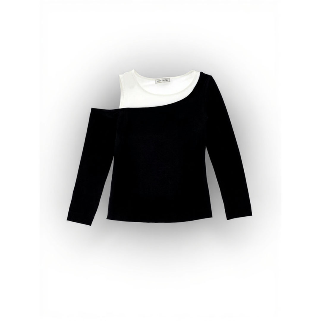 بدي كم واحد اوف شولدر بناتي - أبيض/أسود - 53705