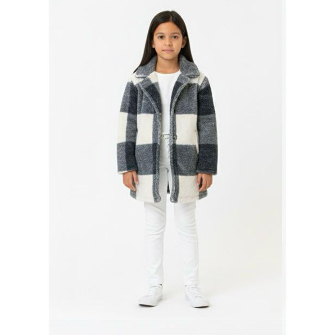 جاكيت مربعات فرو بناتي - كحلي - 52496