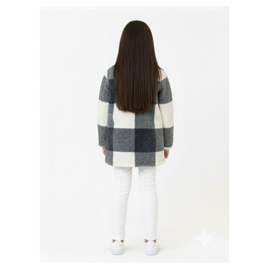 جاكيت مربعات فرو بناتي - كحلي - 52496