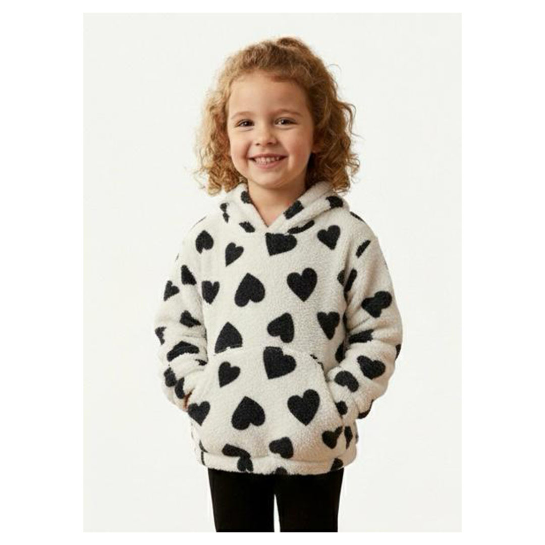 سويت شيرت فرو مكتكت قلوب - أوف وايت - 53710