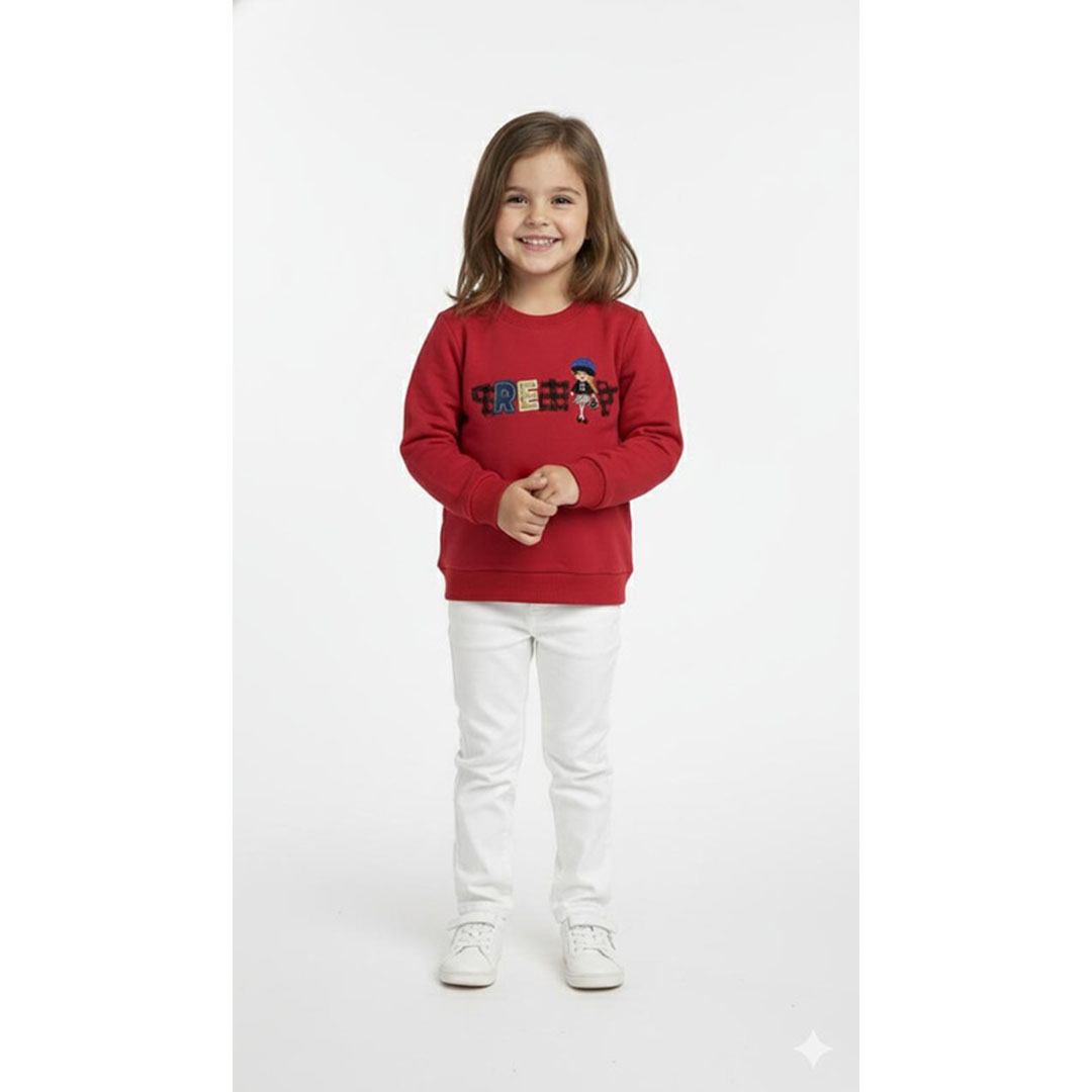 سويت شيرت كاروه بناتي - أحمر - 53715