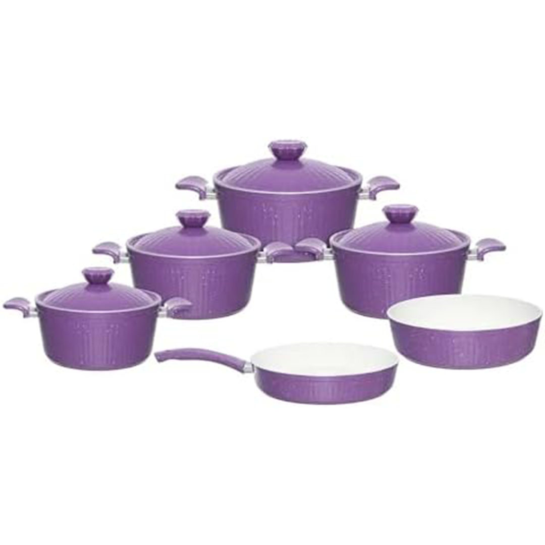 طقم حلل جرانيت لاينز من ايديال هوم بيد بكاليت - 10 قطع - موف