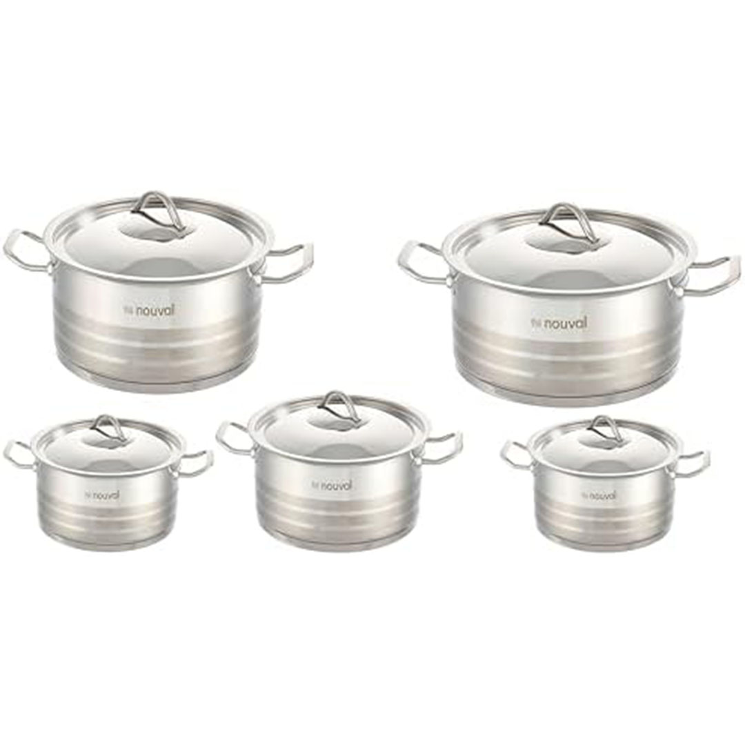 طقم حلل استانلس من نوفال بيرفكت 10 قطع - فضى