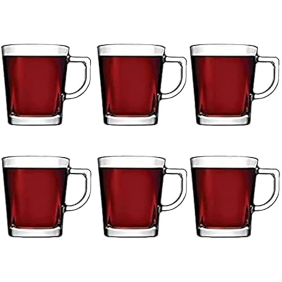 طقم مجات شاي من باشابتشى - 270 مل - شفاف - 6 أكواب