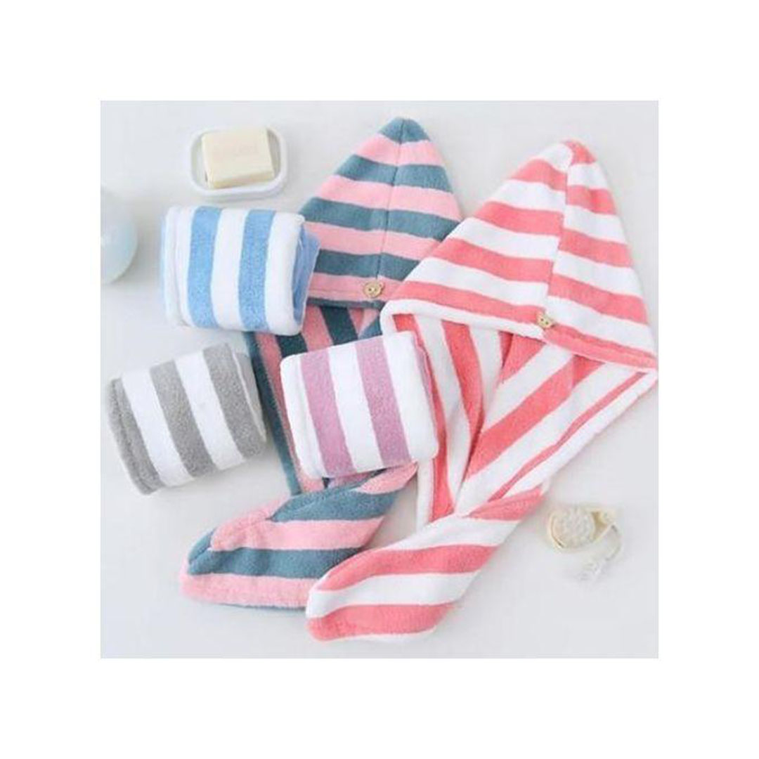 منشفة شعر مخططة لتجفيف الشعر - قطعة واحدة - 25 سم