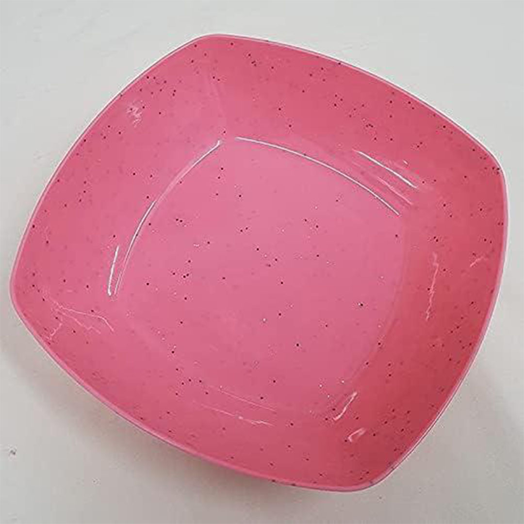 طبق بلاستك عميق مربع شكل جرانيت - قطعة واحدة - 20 سم