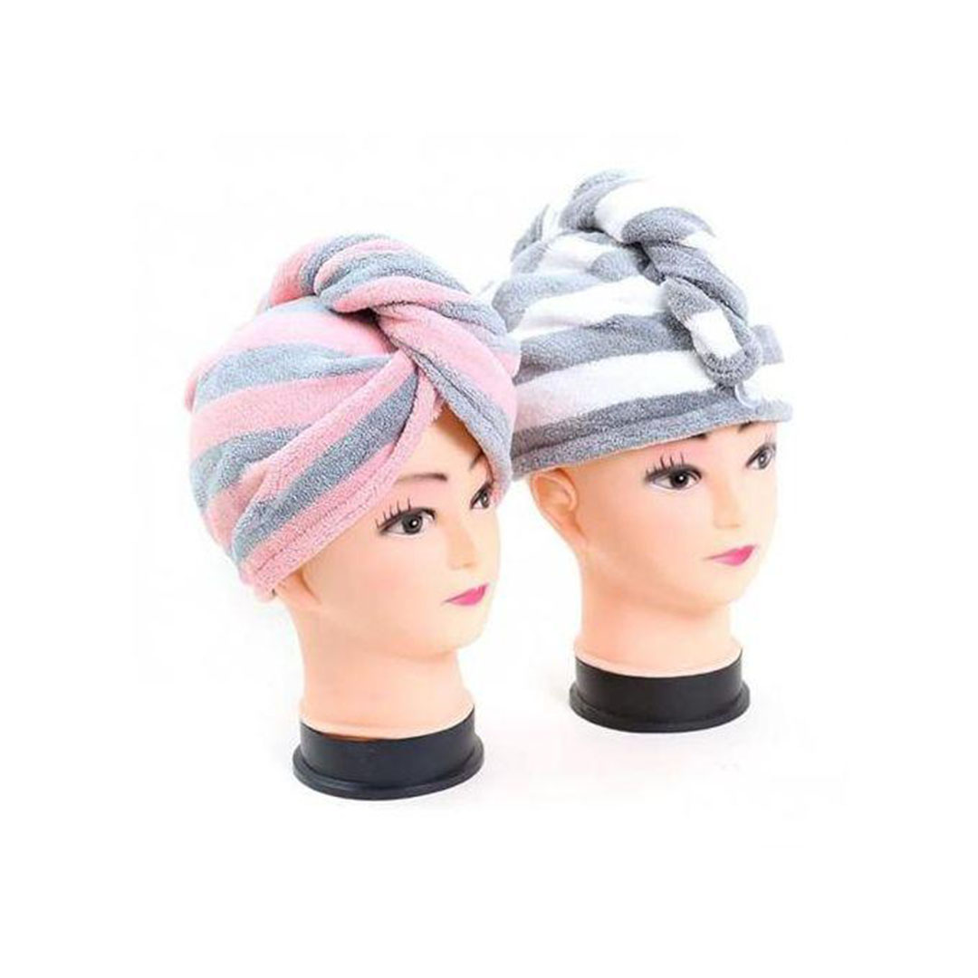 منشفة شعر مخططة لتجفيف الشعر - قطعة واحدة - 25 سم