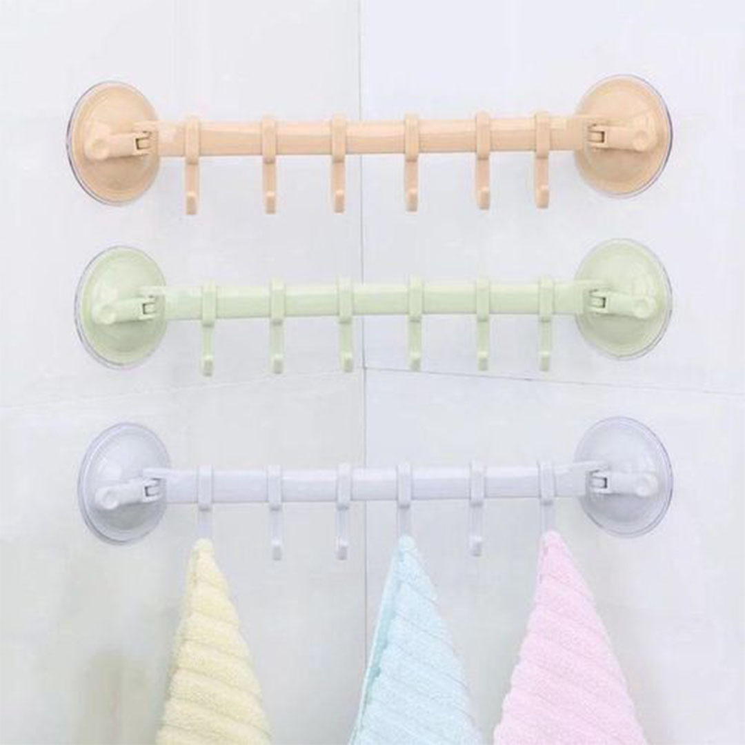 علاقة ملابس للحمام والمطبخ، 6 خطافات، قطعة واحدة