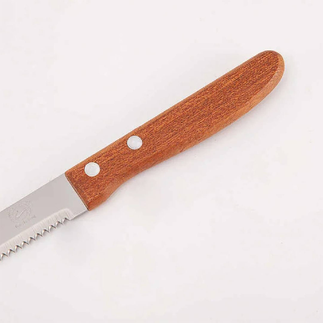 سكين فاكهة صغير مشرشر بمقبض خشب - 21 سم