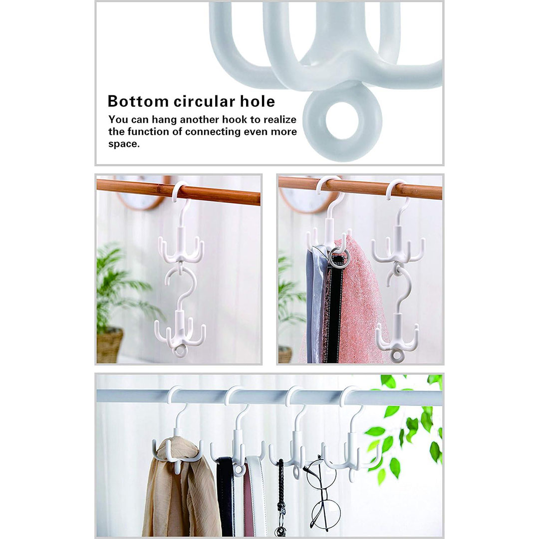 شماعة دوارة للأحزمة والشنط - 4 هوك - قطعة واحدة