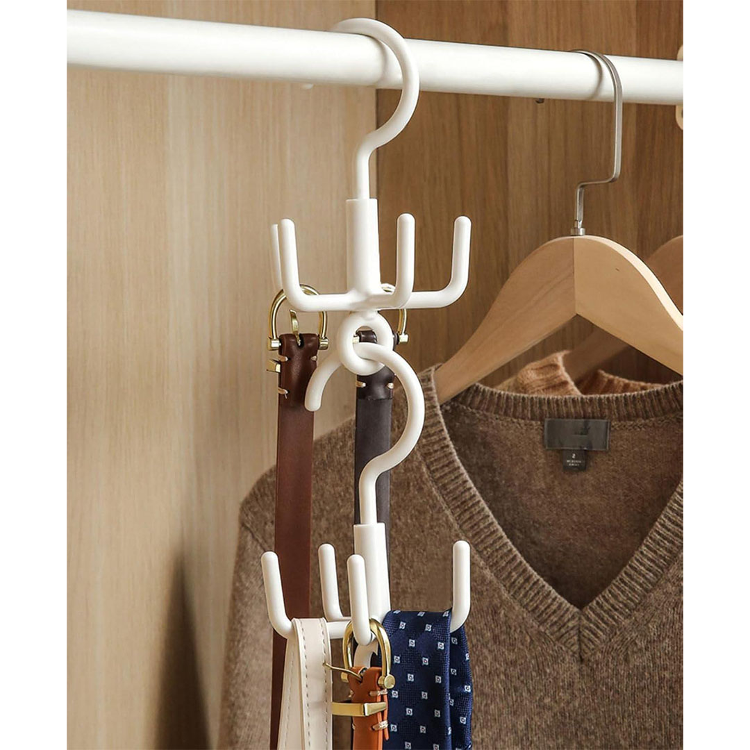 شماعة دوارة للأحزمة والشنط - 4 هوك - قطعة واحدة