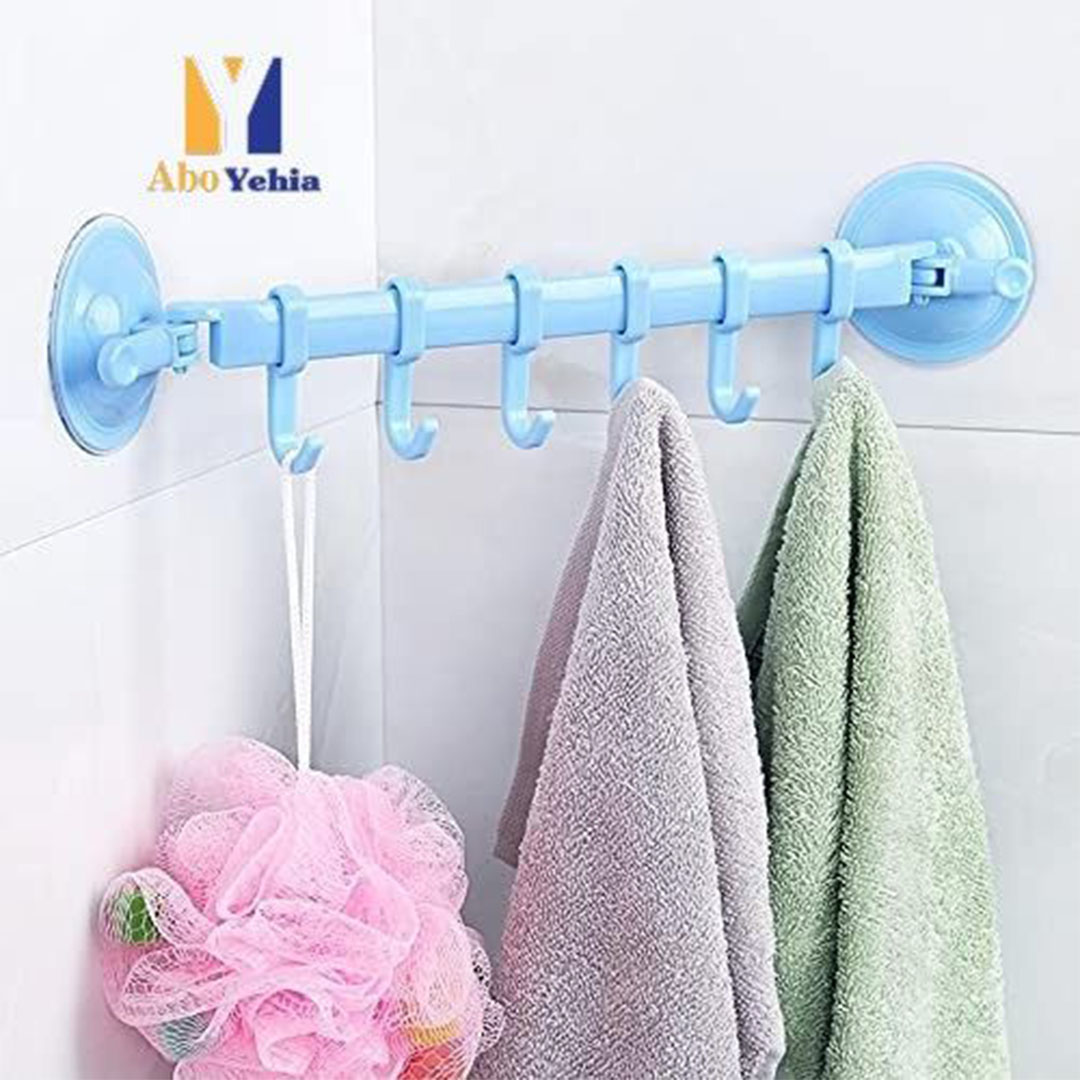 علاقة ملابس للحمام والمطبخ، 6 خطافات، قطعة واحدة