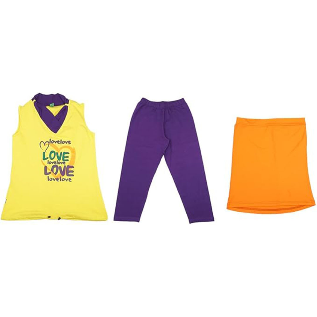 بيجامة حريمي قطن - 3 قطع