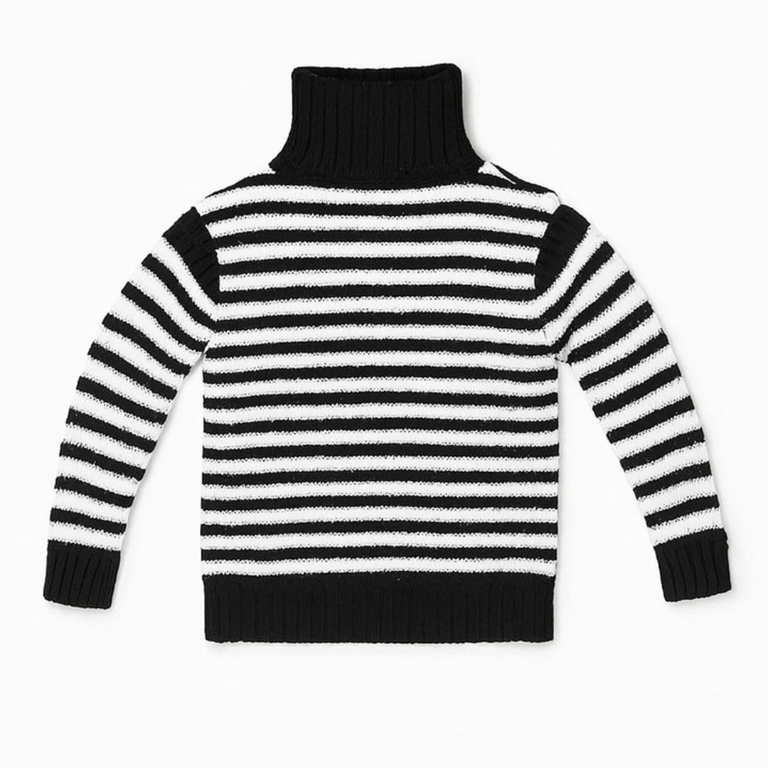 سويت شيرت حريمي تريكو - أبيض/أسود