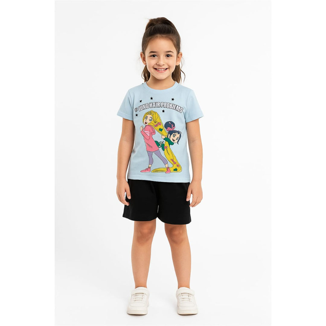 طقم قطن بناتي - 2 قطعة