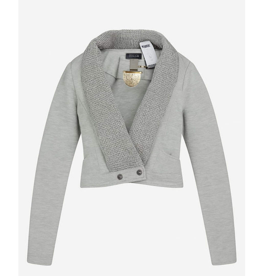 جاكيت قصير بكم حريمي قطن - رمادي