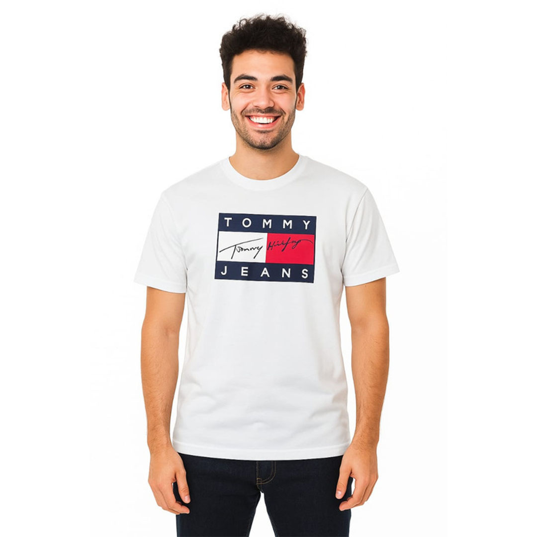 تيشيرت رجالي مطبوع tommy - أبيض