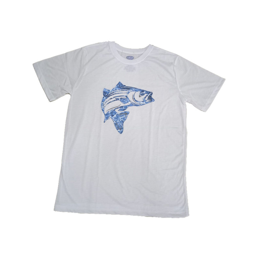 تيشيرت رجالي مطبوع سمكه - أبيض