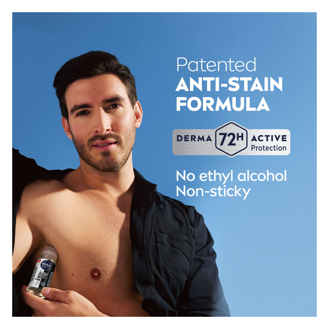 مزيل العرق رول اون من نيڤيا للرجال - بلاك أند وايت انڤيزيبل - اوريجينال - 50 مل