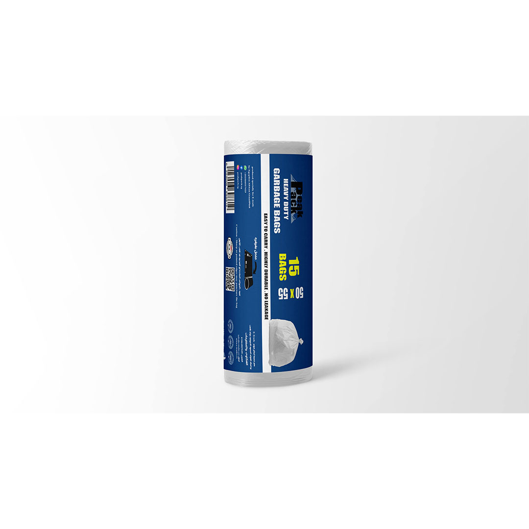 رول أكياس قمامة بيك باك أبيض - 15 كيس - 50 سم * 55 سم