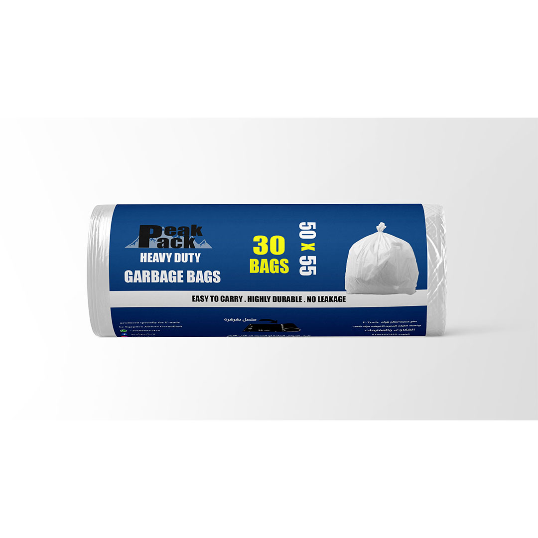 رول أكياس قمامة أبيض من بيك باك - 30 كيس - 50 سم * 55 سم