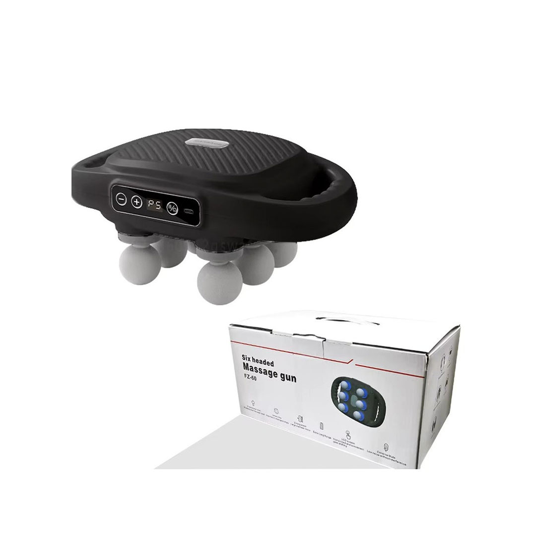 مسدس مساج و تدليك لاسلكي - 6 رؤوس شاشة LCD -أسود FZ-60 (Black)