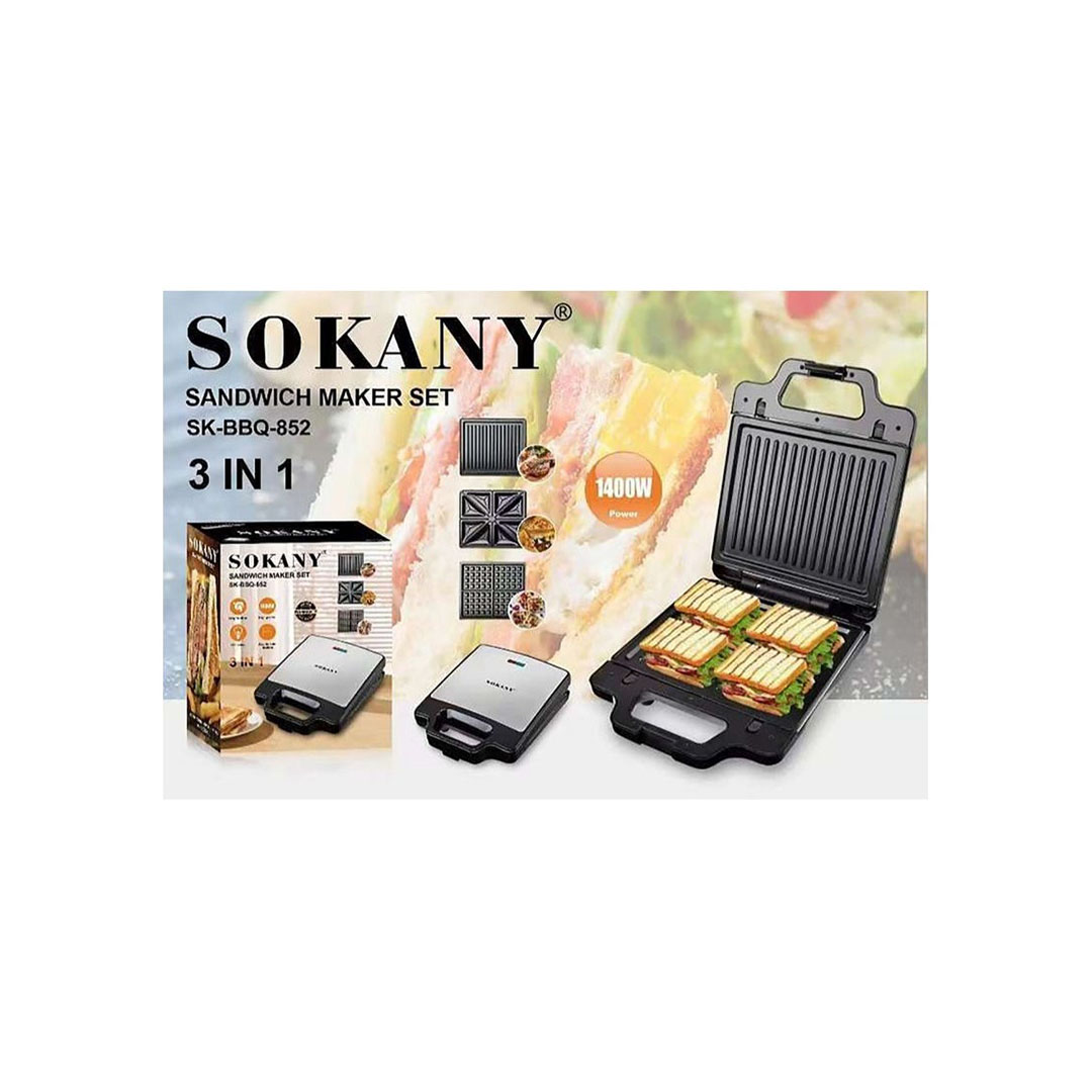 ماكينة صنع الساندويتش 3 في 1 - 1400 وات SK-BBQ-852