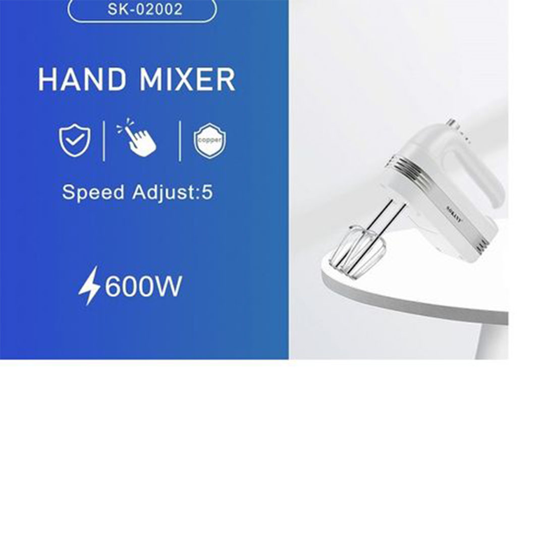 مضرب بيض وعجان كهربائي - 5 سرعات+تربو - 600 وات - أبيض Sk-02002