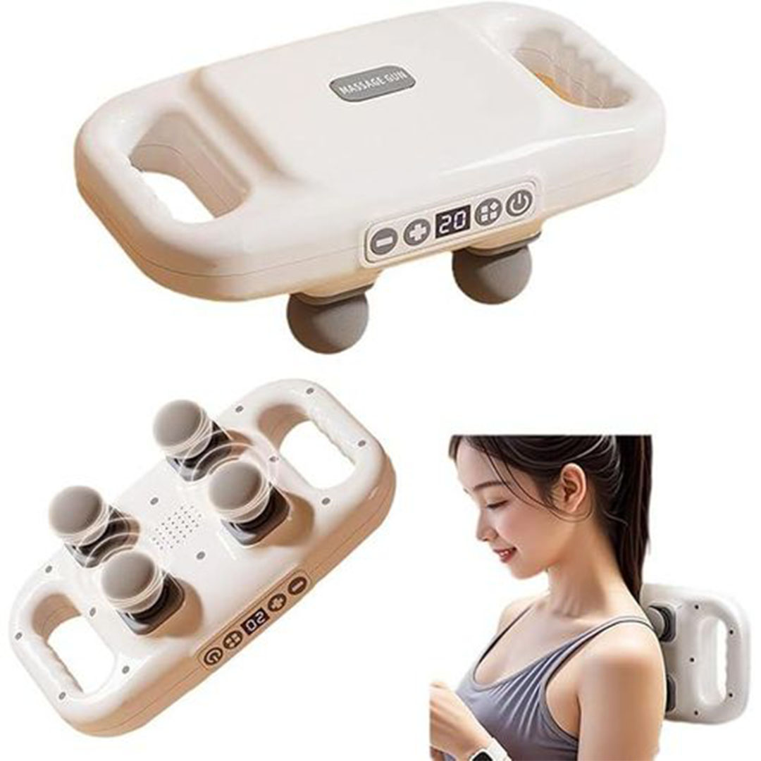 مسدس مساج و تدليك لاسلكي/قابل لإعادة الشحن- 4 رؤوس- 6 أوضاع - أبيض ZX-1688