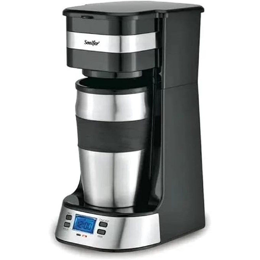 ماكينة صنع القهوة بفلتر وتايمر وكوب سفر سونفير - SF-3566