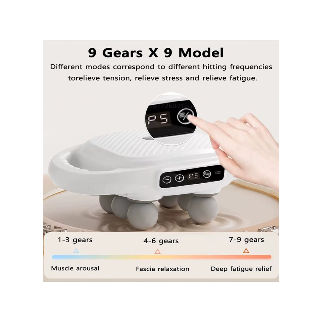 مسدس مساج و تدليك لاسلكي/قابل لإعادة الشحن - 6 رؤوس - شاشة LCD/ FZ-60 (White)